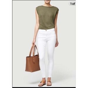 Frame Le Skinny De Jeanne‎ Crop 28 White Jeans  Designer Summer Coastal Casual